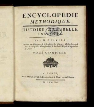 [280], T. 5: Encyclopédie Méthodique, Ou Par Ordre De Matières. [280]. Histoire Naturelle. Tome Cinquieme