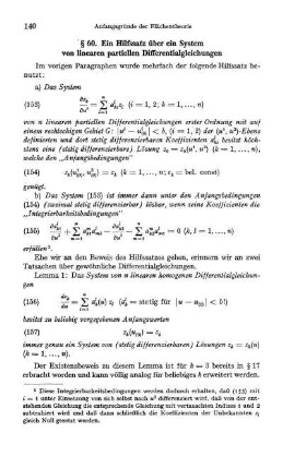 § 60. Ein Hilfssatz über ein System von linearen partiellen Differentialgleichungen