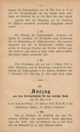 IV. Auszug aus dem Strafgesetzbuch für das deutsche Reich