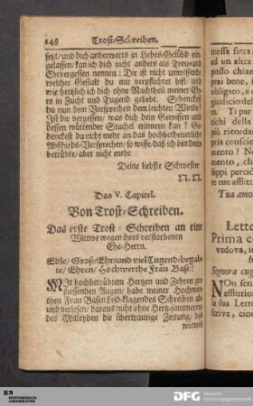 Das V. Capitel. Von Trost-Schreiben