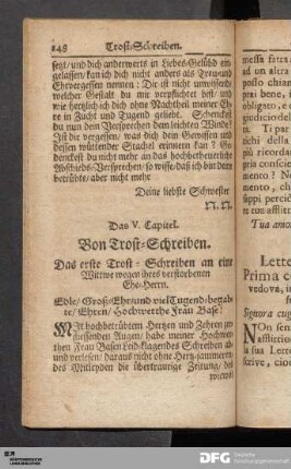Das V. Capitel. Von Trost-Schreiben