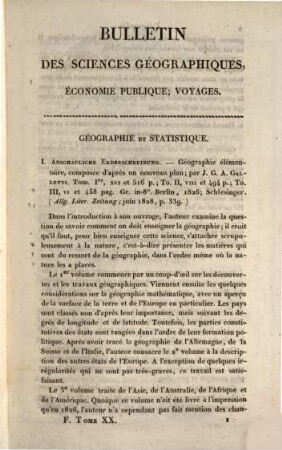 Bulletin universel des sciences et de l'industrie. Section 6, Bulletin des sciences géographiques. 20. 1829