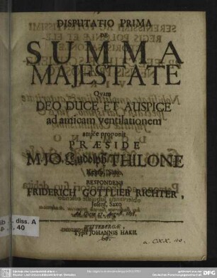 1: ... respondens Friderich Gottlieb Richter