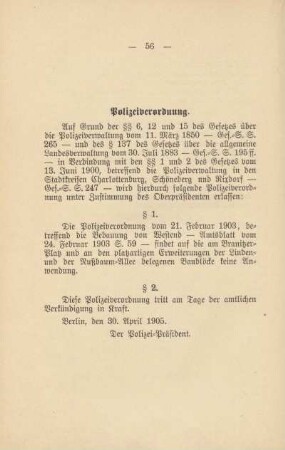Polizeiverordnung vom 30. April 1905