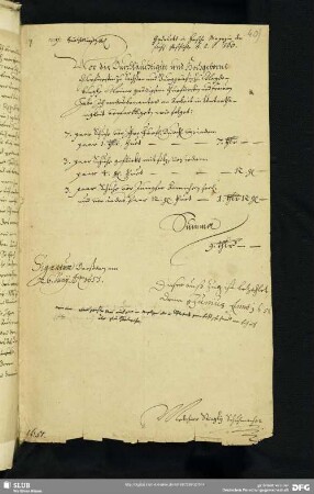 40) (Schuhmacher-Rechnung Melchiors Stieglitz für die Kurfürstin von Sachsen dat. Dreßden am 26. Junii Ao. 1651.) 17. Jahrh.