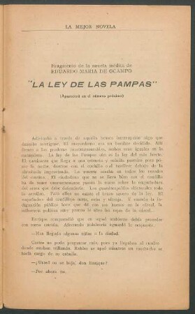 "La ley de Las Pampas" : (Aparecerá en el número próximo)