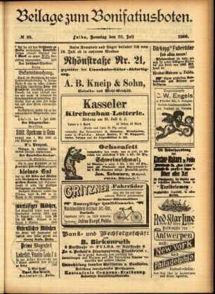 Zweite Ausgabe vom Sonntag, den 22. Juli 1900.