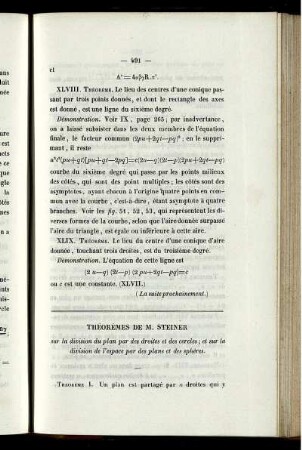 Théorèmes de M. Steiner.