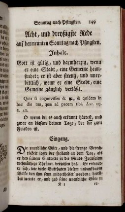 Acht, und dreyßigste Rede auf den neunten Sonntag nach Pfingsten.