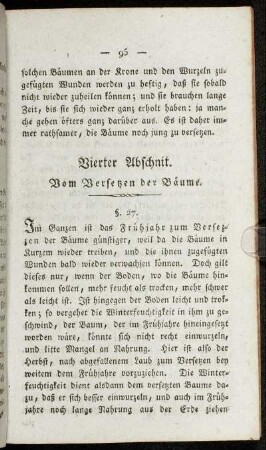 Vierter Abschnit. Vom Versetzen der Bäume.