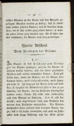 Vierter Abschnit. Vom Versetzen der Bäume.