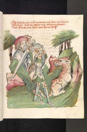 Dietrich und Rentwin schauen zu, wie Dietrich mit einem Drachen kämpft