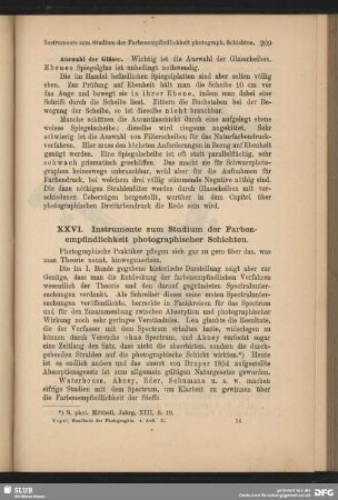 XXVI. Instrumente zum Studium der Farbenempfindlichkeit photographischer Schichten
