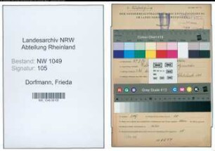 Entnazifizierung Frieda Dorfmann , geb. 27.09.1896 (Verwaltungsangestellte)