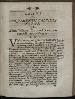 Caput VII. De Argumentis Calvinianorum [...]