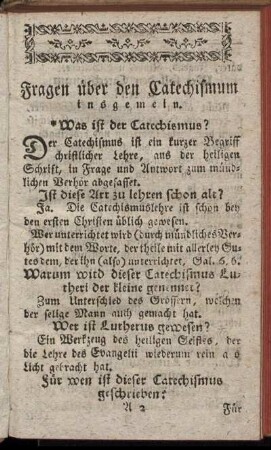 Fragen über den Catechismum insgemein.