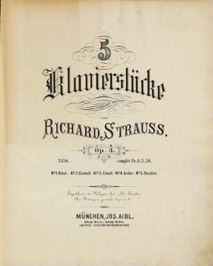5 Klavierstücke : op. 3