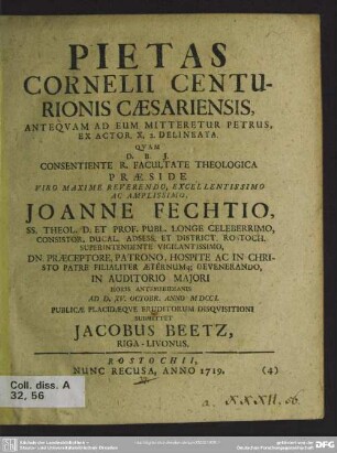 Pietas Cornelii Centurionis Caesariensis, Antequam Ad Eum Mitteretur Petrus, Ex Actor. X, 2 Delineata