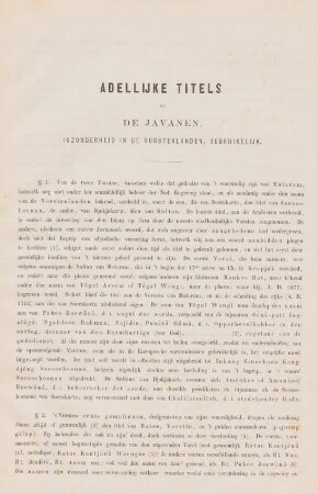 Adellijke titels bij de Javanen, inzonderheid in de vorstenlanden, gebruikelijk