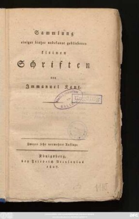 Bd. 4: Sammlung einiger bisher unbekannt gebliebenen kleinen Schriften