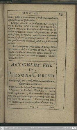 Articulus VIII. De Persona Christi