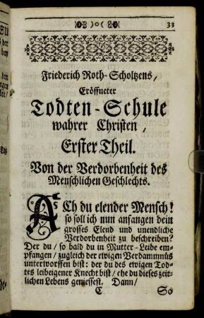 Von der Verdorbenheit des Menschlichen Geschlechts.