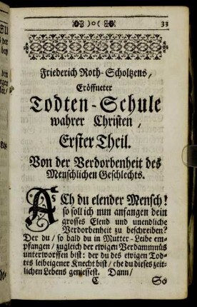 Von der Verdorbenheit des Menschlichen Geschlechts.
