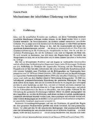 Mechanismen der inhaltlichen Gliederung von Sätzen