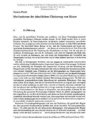 Mechanismen der inhaltlichen Gliederung von Sätzen
