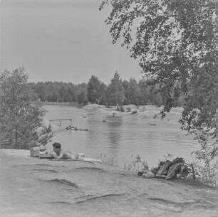 Waldsee Biehain : Badende am Waldsee Biehain