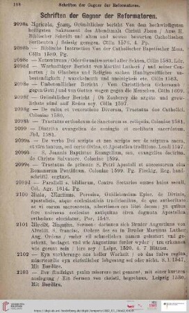 Schriften der Gegner der Reformatoren (Nr. 2098a - 2684)