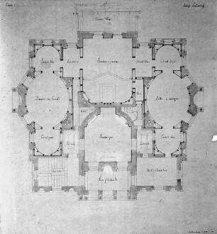 Schloss, Grundrissentwurf ohne Mitteltreppe