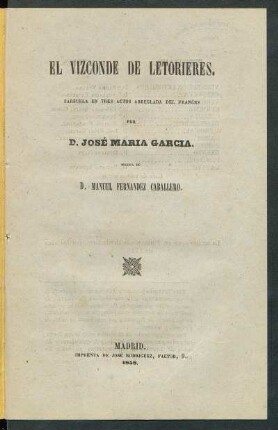 El vizconde de Letorieres : zarzuela en tres actos