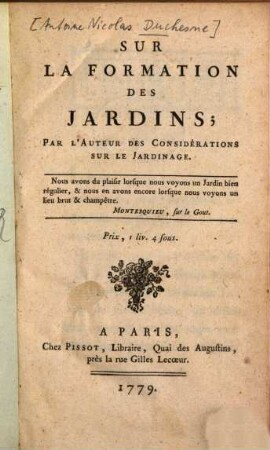 Sur la formation des jardins