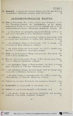 Aussereuropäische Waffen (Nr. 406-451)