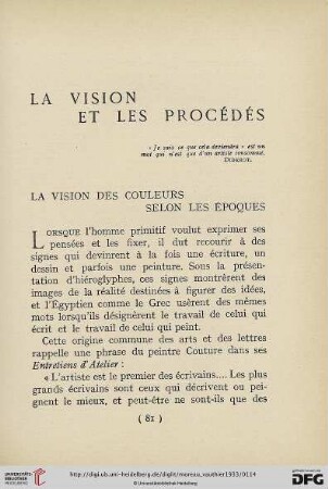 La vision et les procédés