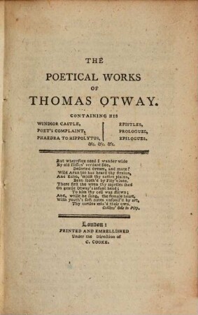 The poetical works of Thomas Otway : with life of the author