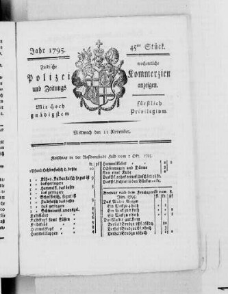 45tes Stück., Ausgabe vom 11. November 1795