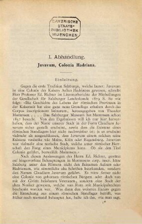 Kritische Abhandlungen über die älteste Geschichte Salzburgs