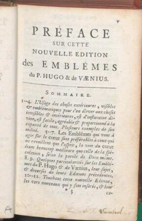 Préface Sur Cette Nouvelle Edition des Emblémes du P. Hugo & de Vænius.