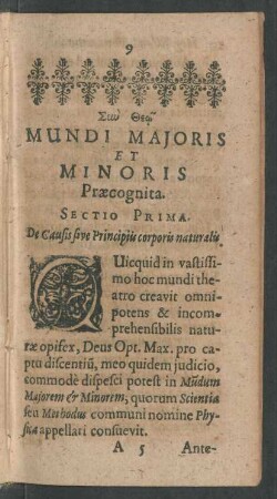 Sectio Prima. De Causis sive Principiis corporis naturalis.