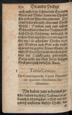 Tertia Concio. De Contemptorib. Coenae Dominicae: quorum obiectiones hic diluuntur.