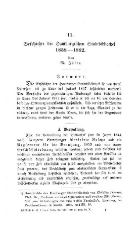 Geschichte der Hamburgischen Stadtbibliothek 1838 - 1882.