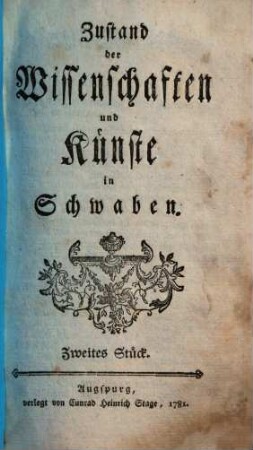 Zustand der Wissenschaften und Künste in Schwaben, Zweites Stück