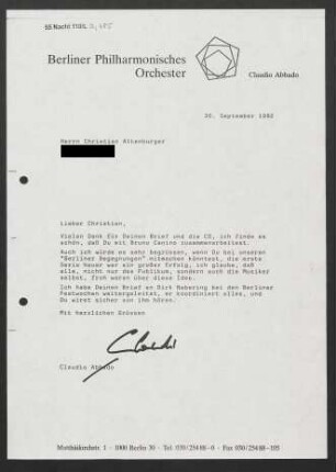 Brief an Christian Altenburger, 30.09.1992