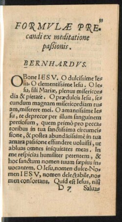 Formulae Precandi ex meditatione paßionis.