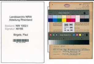 Entnazifizierung Paul Birgels, geb. 10.07.1905 (Vertreter)
