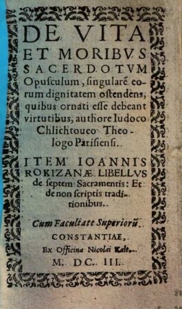 De vita et moribus sacerdotum opusculum ...