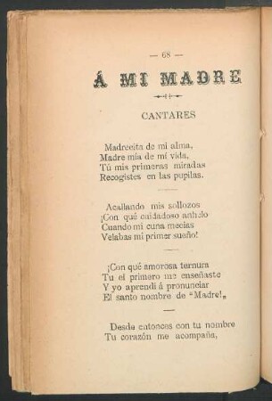A mi madre : Cantares