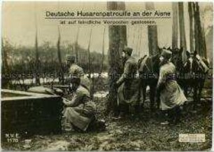 Deutsche Husaren auf Patrouille an der Aisne